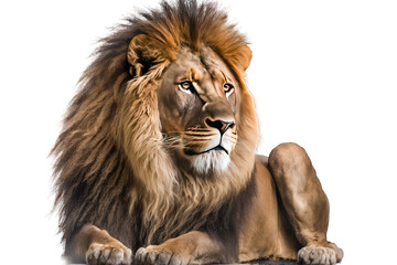 Wall Mural - Lion isolated on white background. Generative AI