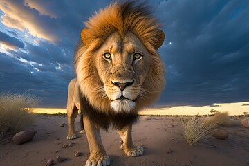 Wall Mural - portrait of a lion - Illustration created with Generative ai