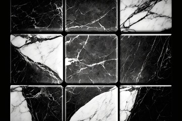 Poster - Contextual background in the form of a black and white square marble texture. Generative AI