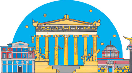 Wall Mural - Athens, Greece City Skyline Illustration