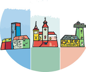 Wall Mural - Ljubljana, Slovenia A Skyline Illustration