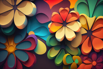 Wall Mural - Abstract colorful background with flowers, colorful flower pattern illustration. Generative AI