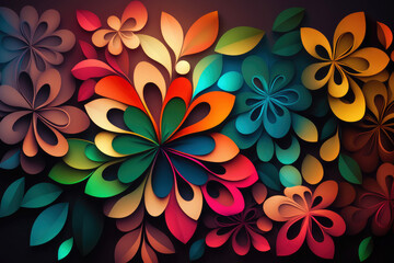 Wall Mural - Abstract colorful background with flowers, colorful flower pattern illustration. Generative AI