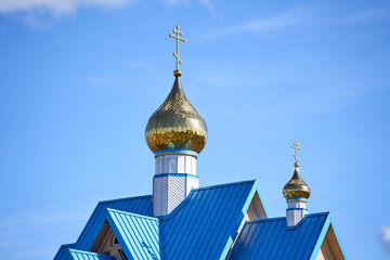 a partial view of the orthodox church under the blue sky