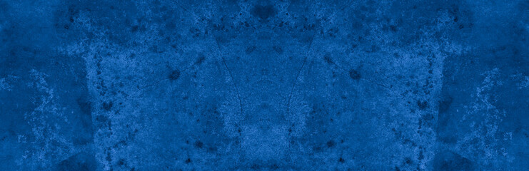 Fototapete - Old wall pattern texture cement blue dark abstract  blue color design are light with black gradient background.