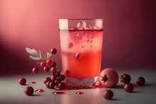 3d Cranberry Juice With A Pastel Backdrop Made By Generative Ai