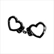 vector illustration of heart shaped handcuffs