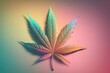 © Artificial Dream - trendy 3d modern pastel color marijuana cannabis leaf made by generative ai