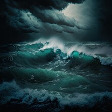 Captivating Oceanic Fury: A Majestic Storm Unleashes Its Power In A Stunning Display Of Nature's Might