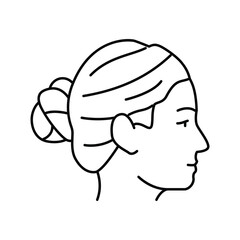 Wall Mural - bun hairstyle female line icon vector illustration