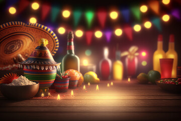 Yarsky mexican party background. Illustration AI Generative