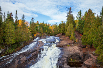the cross river on the north shore of lake superior in northern minnesota during autumn
