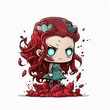 © Anna Elizabeth - cartoon superhero zombie monster character illustration isolated on white background, caricature comic style art, deformed red head flat design, generative ai