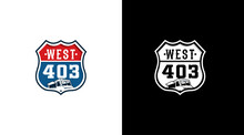 West Truck Route Logo Sign Transportation Badges Icon Design