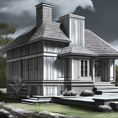 Wall Mural - A house with a black and white color scheme2, Generative AI