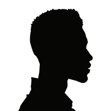 Silhouette Of A Black Man Seen From The Side, Vector Clip Art