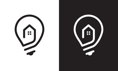 bright house white lamp logo vector. creative energy real estate symbol icon.