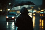 Fototapeta Motyle - person with umbrella in rain