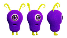 3d Render Purple Monster Character With A Transparent Background And Big Eye