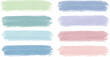 Different colorful pastel colors paint brush strokes. Artistic design elements, watercolor background vector illustration