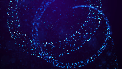Wall Mural - magical sparkles of light form abstract structures. blue glow particles with amazing bokeh for fanta