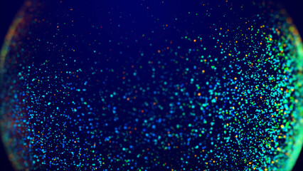 Wall Mural - magical multicolored sparkles of light form abstract simple spiral structure. multi-colored glow par