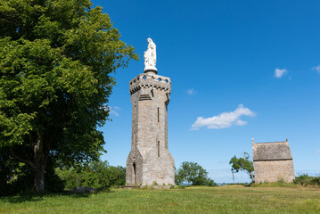 Wall Mural - The Notre-Dame de l’Esperance chapel (19e century) and tower on the submit of the mount Dol (Mont-Dol, Ile-et-Vilaine, Bretagne, France)