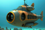 Fototapeta Sypialnia - Futuristic fantasy submarine underwater ,made with Generative AI