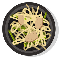 Sticker - Pad thai dish top view. Traditional asian food