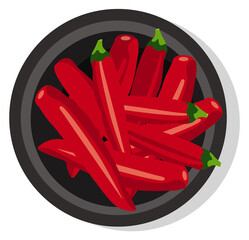 Poster - Red hot peppers plate. Spicy chili cuisine