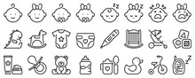 Line Icons About Baby.  Line Icon On Transparent Background With Editable Stroke.