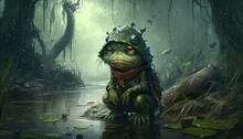 Small Swamp Monster, Frog-like, Comes From The Deep Swamp