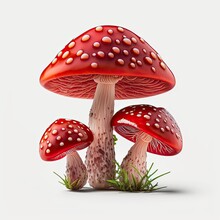 Red Fly Agaric Mushroom Isolated On White Background. Generative Ai