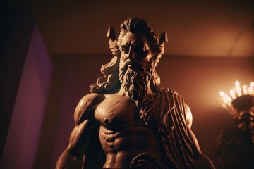 Majestic statue of a mythological hero, the embodiment of strength and courage. Generative AI