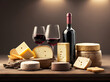 © Stephen VanHorn - Wine and cheese on the table. Ai generated