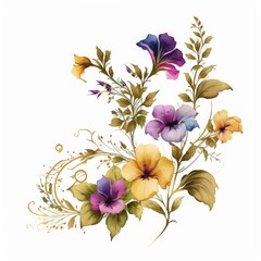 Wall Mural - watercolor wildflowers petunia on white background