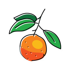 Sticker - branch mandarin leaf color icon vector illustration