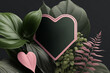 coração com plantas verdes ao redor, conceito naturalista de produtos da natureza 