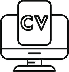 Canvas Print - Cv monitor icon outline vector. Human work. Search leader