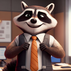 Raccon Dressed A Office Suite. Generative AI