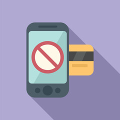 Sticker - Phone credit card icon flat vector. Payment error. Failed service