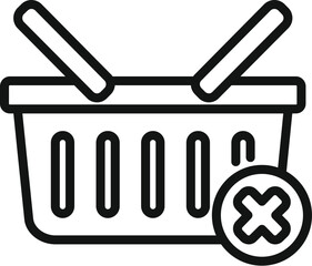 Poster - Rejected shop basket icon outline vector. Cancel error. Debit money