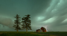 Farm And Lightning Storm