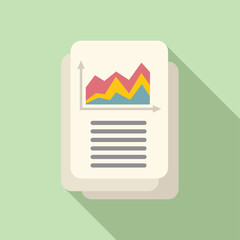 Sticker - Investor papers icon flat vector. Financial money. Stack result