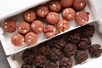 chocolate cookies in two colors