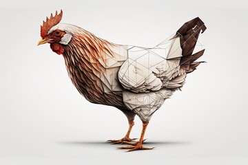 Canvas Print - Hen with a Simple Linear Design. Generative AI