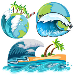 Sticker - Set of world disaster from Tsunami