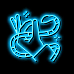Wall Mural - snake meditation boho neon glow icon illustration