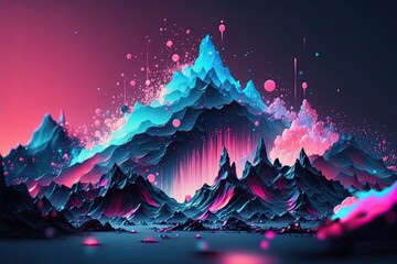 Wall Mural - Neon glitter is quite in right now, so this is a perfect backdrop. There's a warm pink and blue glow in the background, and it's abstract. Generative AI