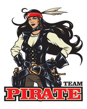 Women Pirate Team Vector Illustration